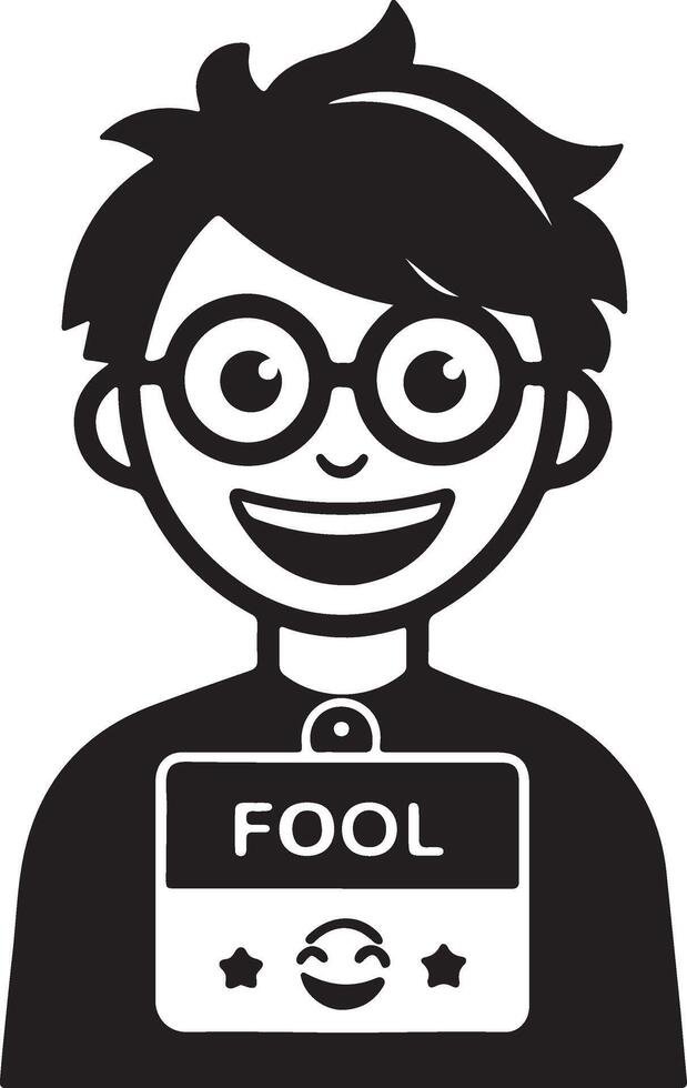 April fool's day cartoon character icon silhouette, happy funny face emoji, illustration design. vector