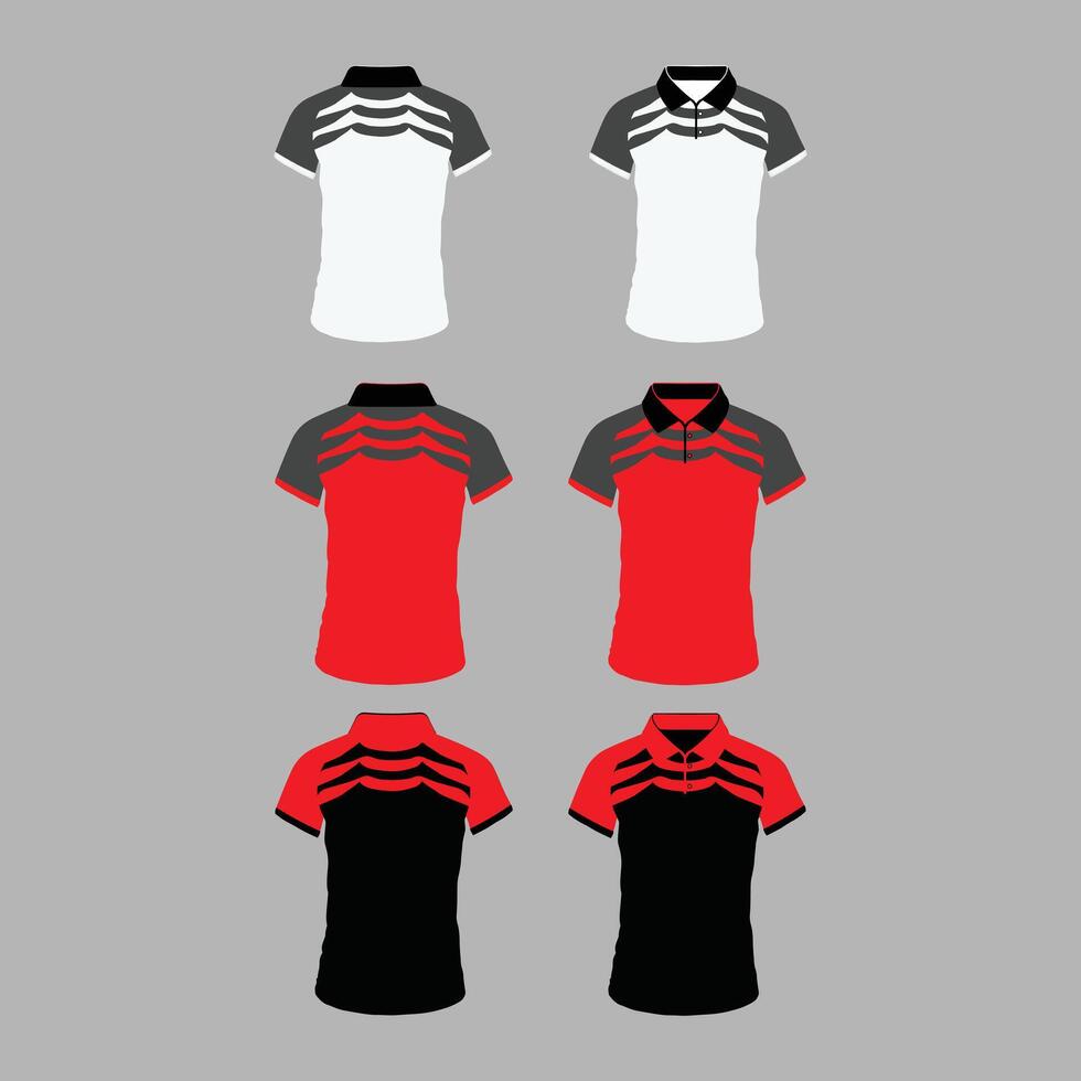 a set of mens polo shirts with different colors vector