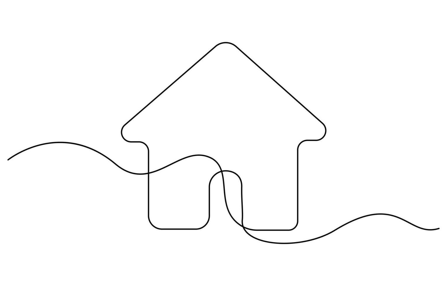 One continuous line drawing of house building Symbol vector
