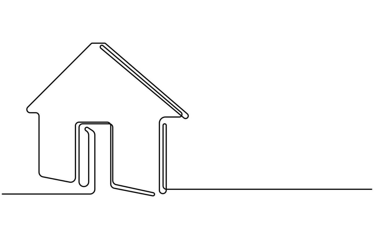 continuous line drawing of house vector