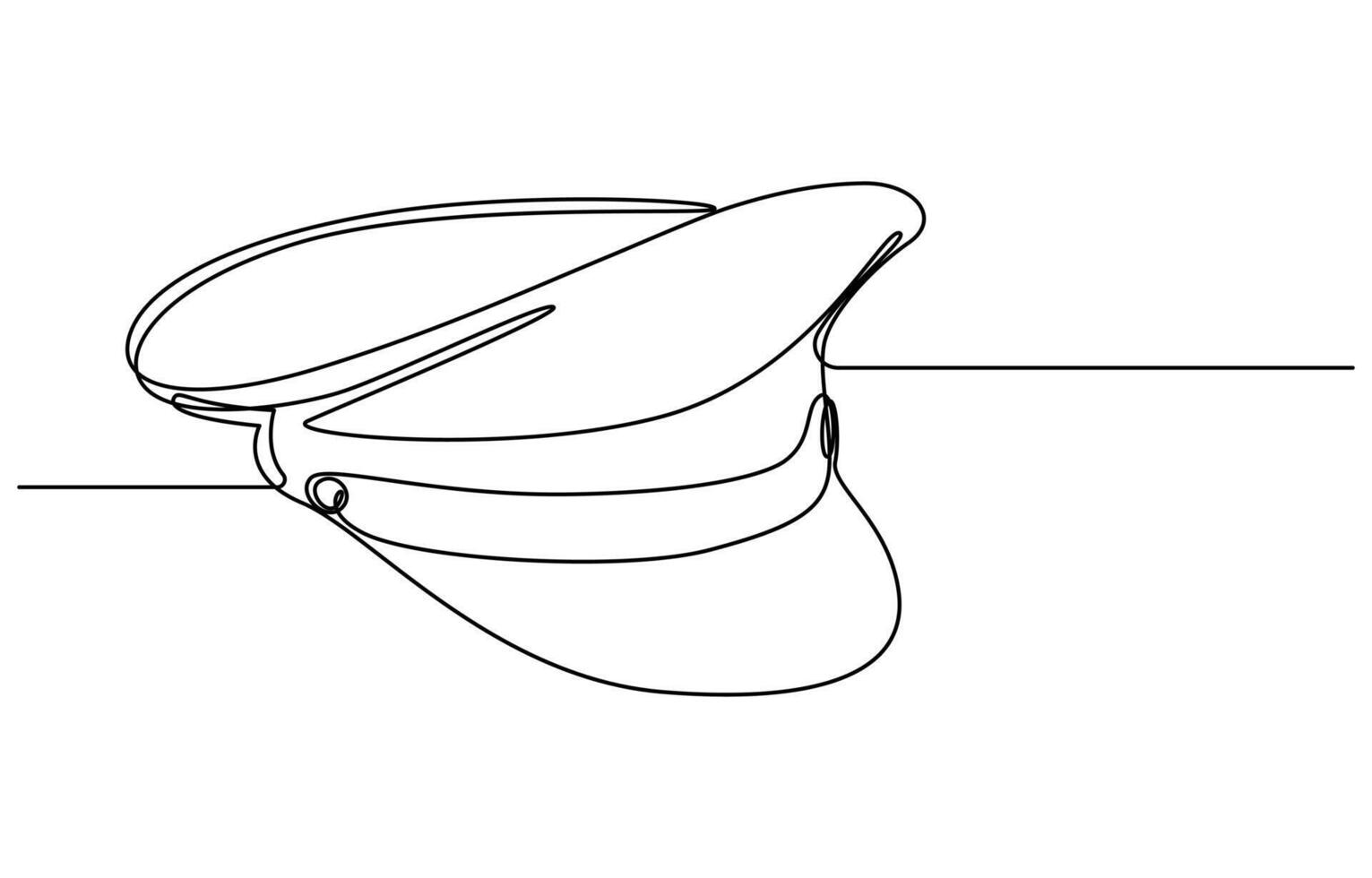 one continuous line drawing of police hat, vector