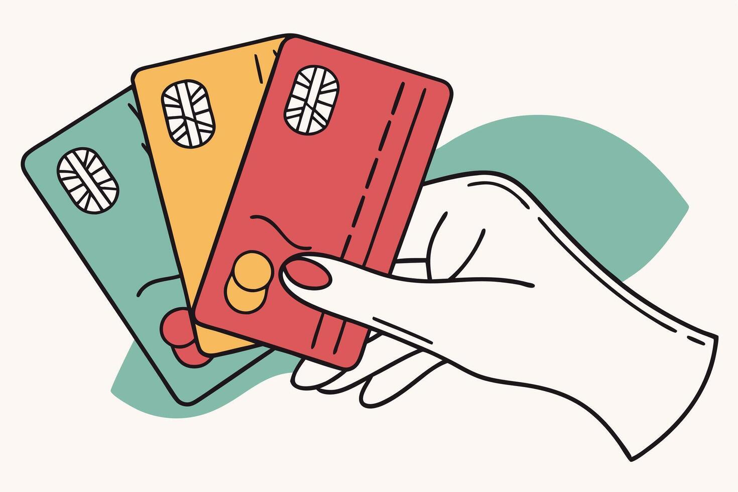 Illustration of a hand holding a credit card vector