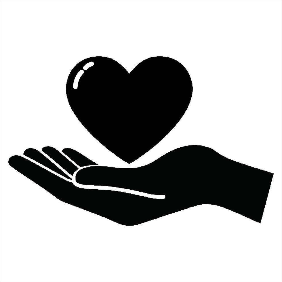 Heart in hand icon vector