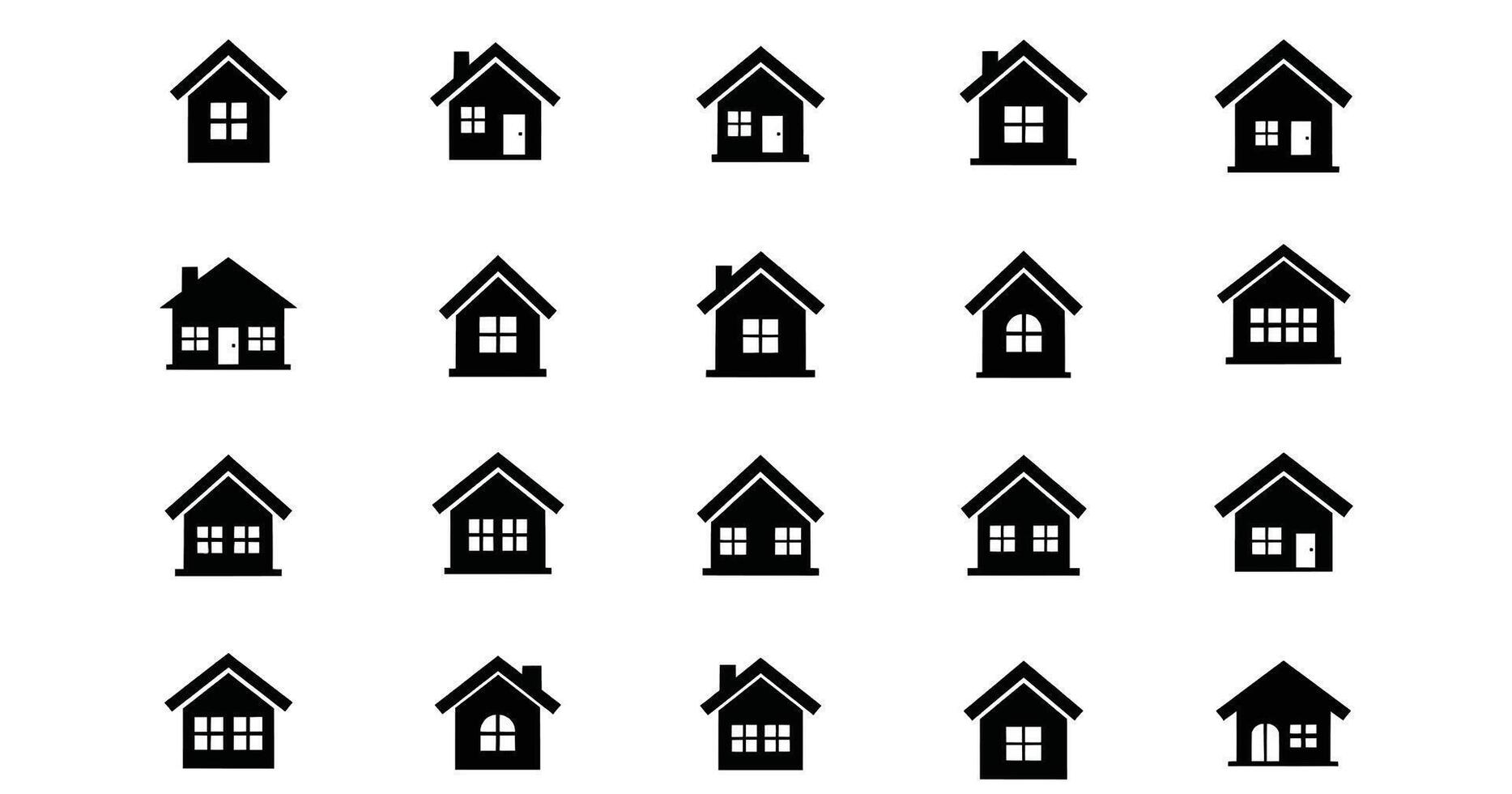 Collection home icons. House symbol. Set of real estate objects and houses black icons isolated on white background. vector