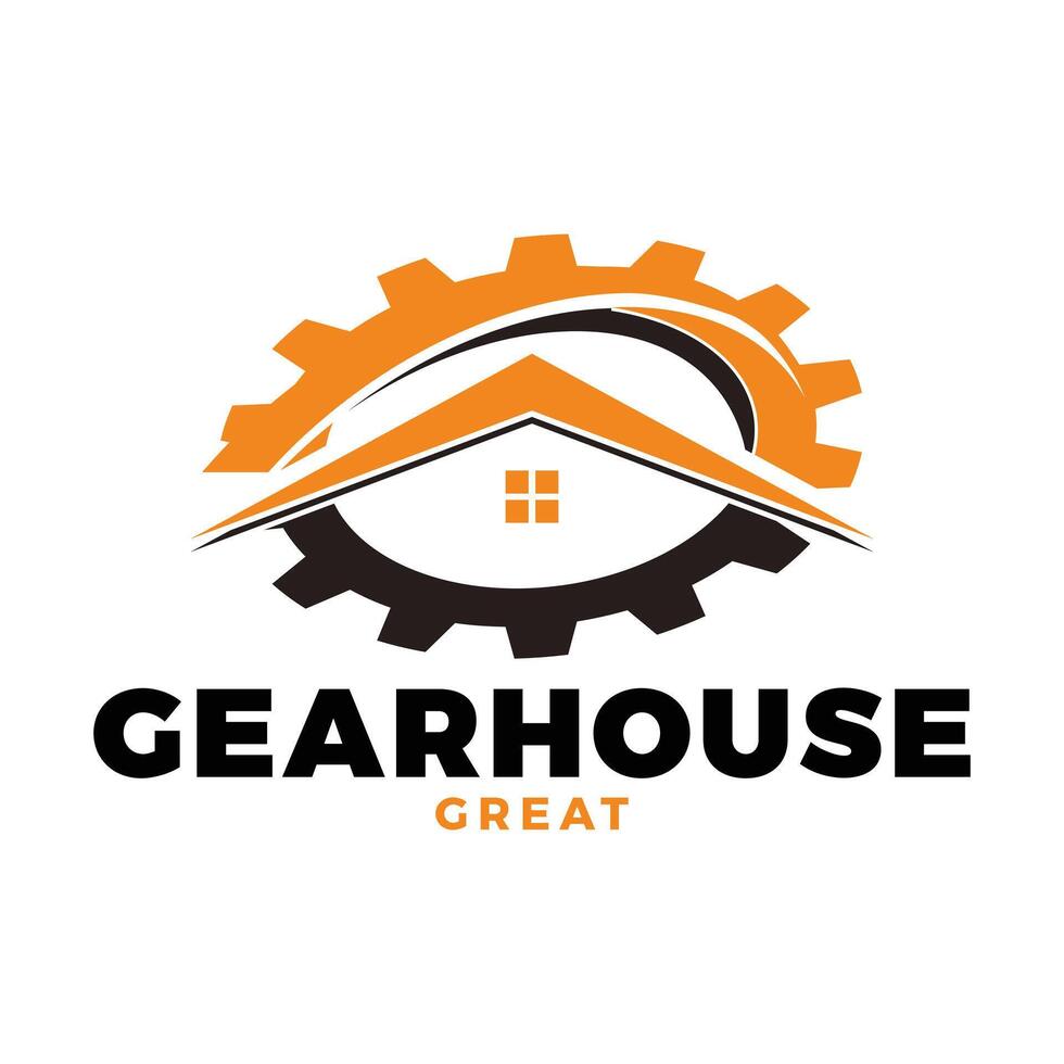 gear house icon logo design template vector
