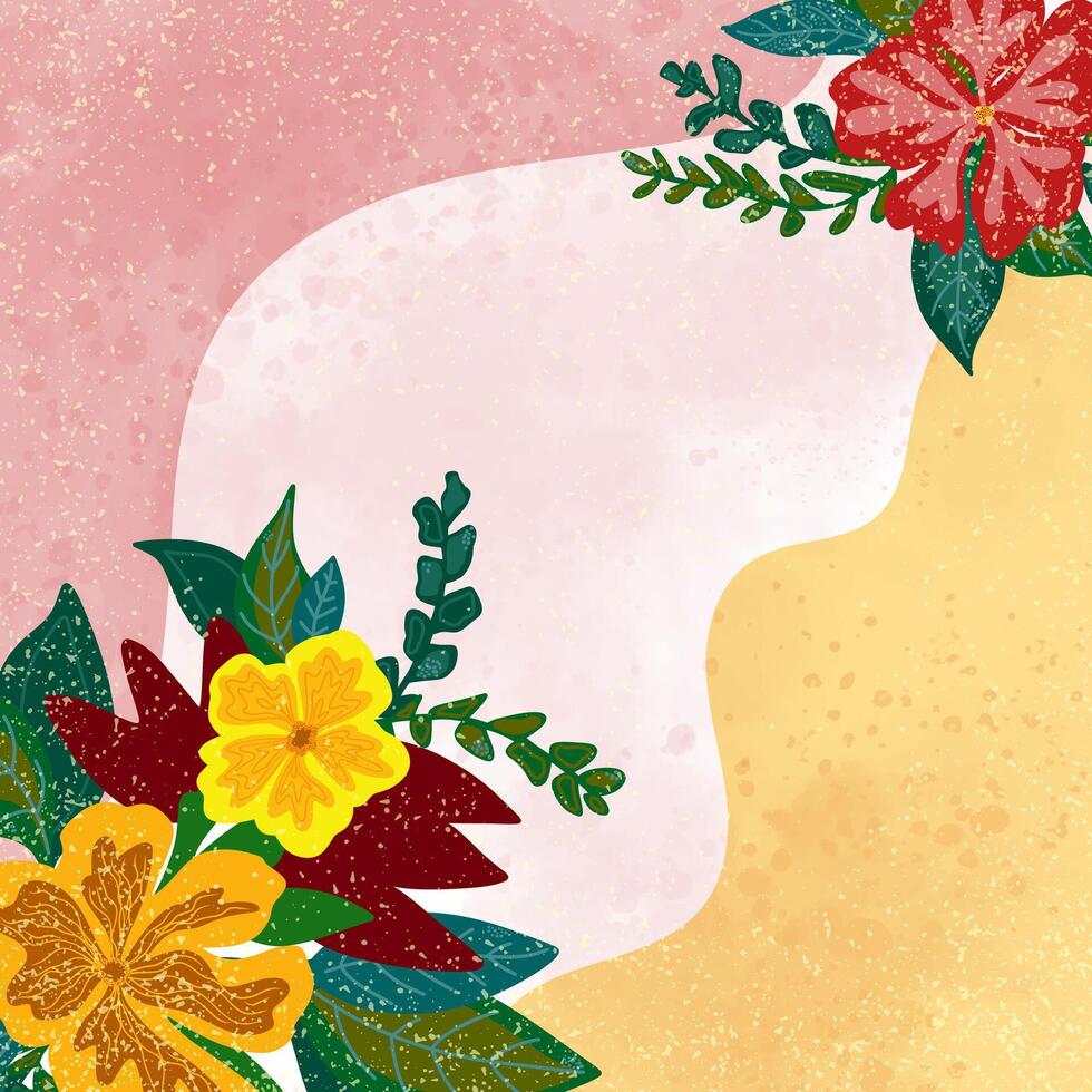 flowers on a pink and yellow background vector