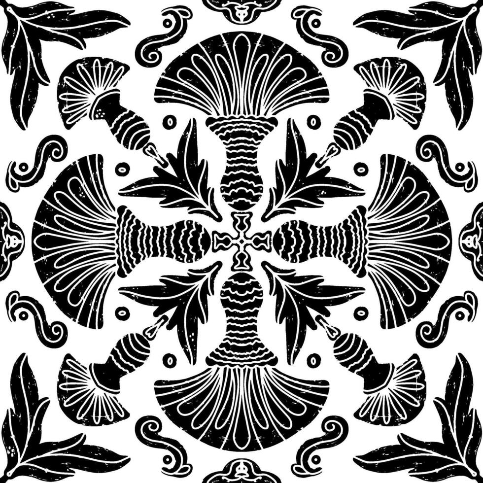 a black design, with a floral pattern vector