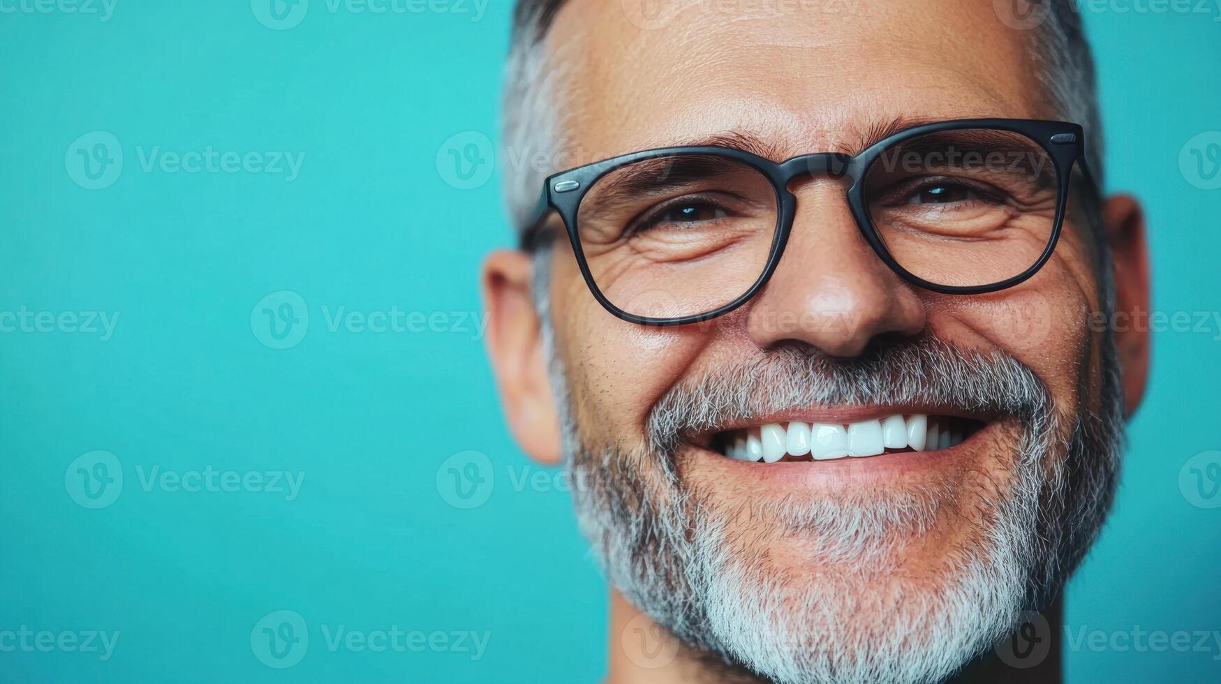 Close-Up Portrait of a Smiling Mature Man for Editorial and Advertising Use photo