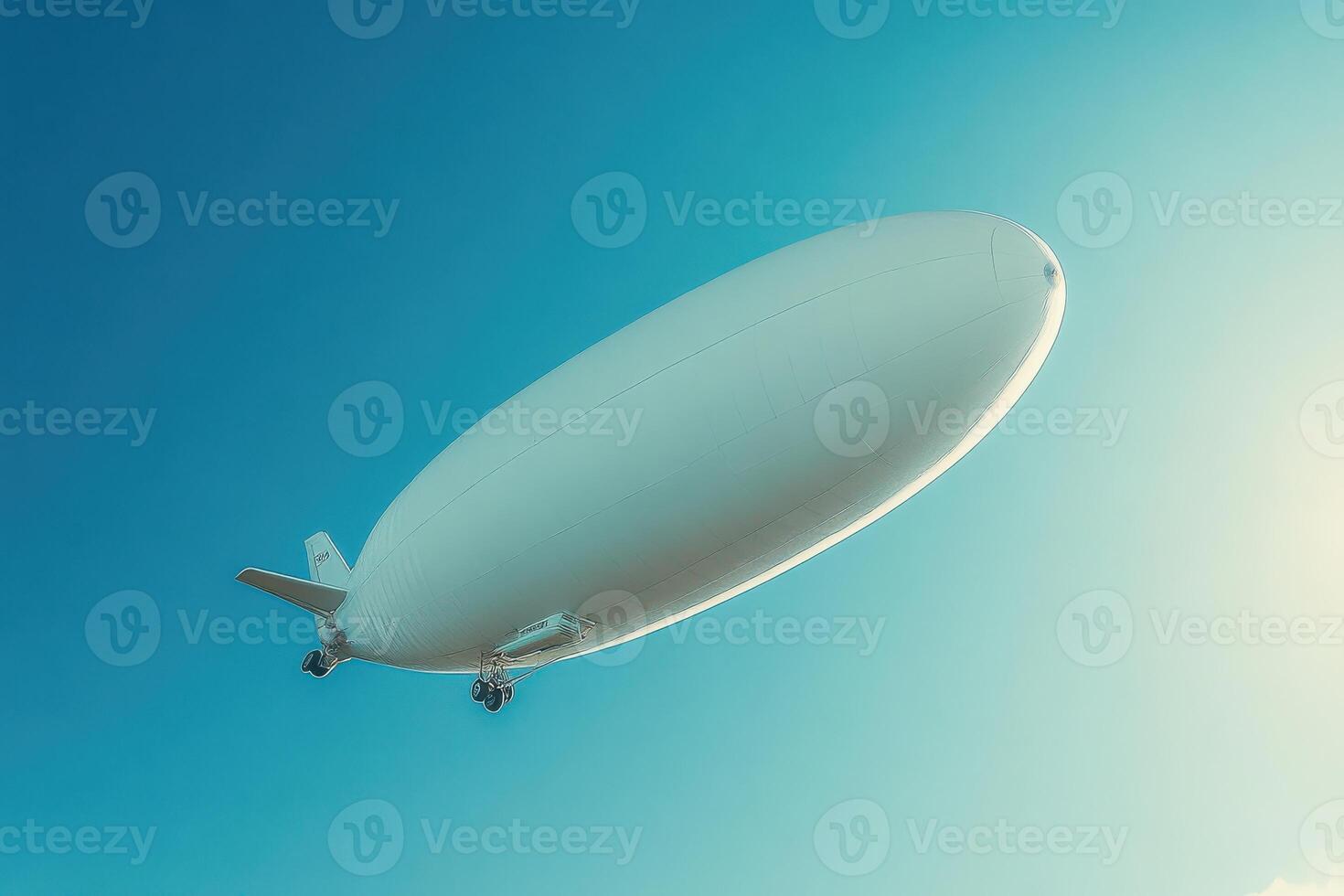 Majestic Blimp Gliding Through a Clear Blue Sky for Advertising Campaigns photo