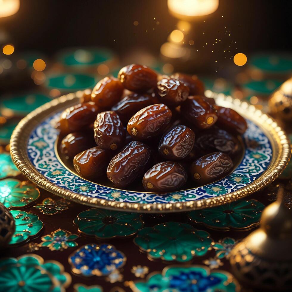 Ramadan Lantern and Dates A Symbol of Fasting and Tradition photo
