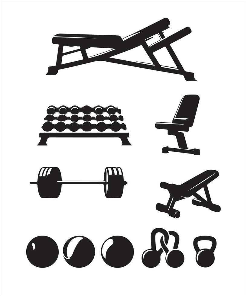 gym equipment silhouette with white background vector
