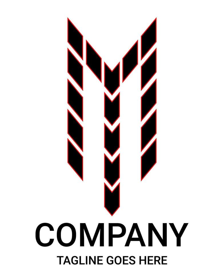 Lowercase m arrow logo. Suitable for t-shirts, corporate, construction, architecture and so on. Pro, sport, aesthetic, minimalist, gamer, building logo design. vector