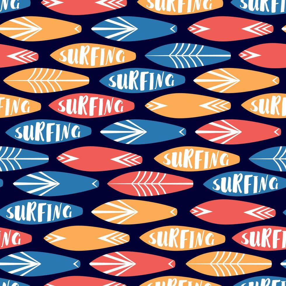 Seamless pattern background with surfboard vector