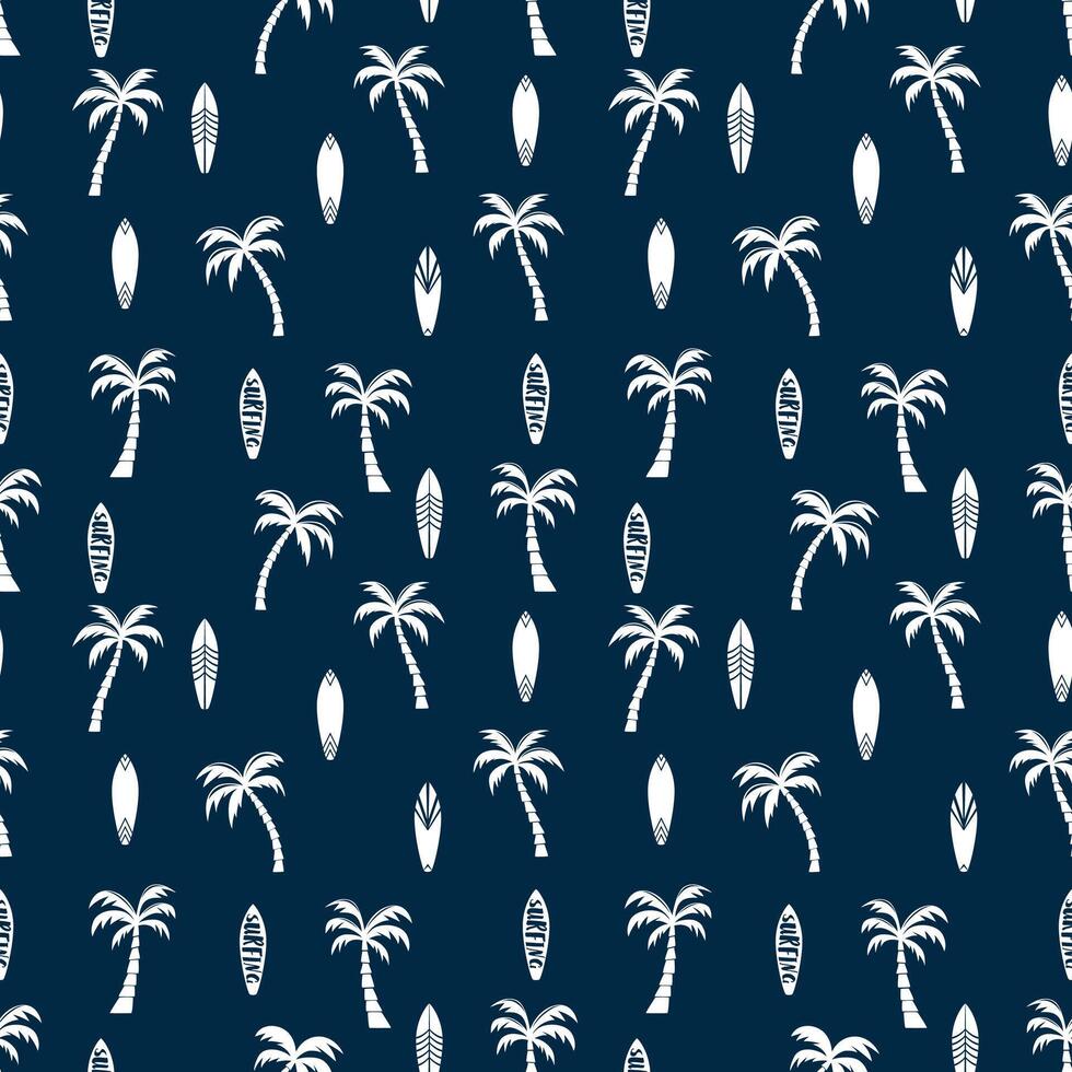 Beautiful botanical seamless pattern background with palm trees silhouettes vector