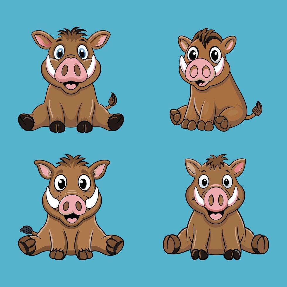 Warthog cartoon on white background vector