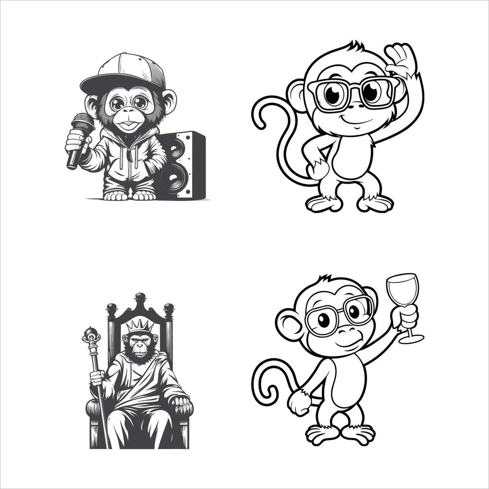 Clever Monkey Swinging Wildly vector