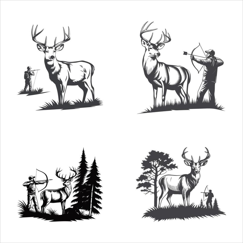 Stealthy Deer Bow Hunting Adventure vector