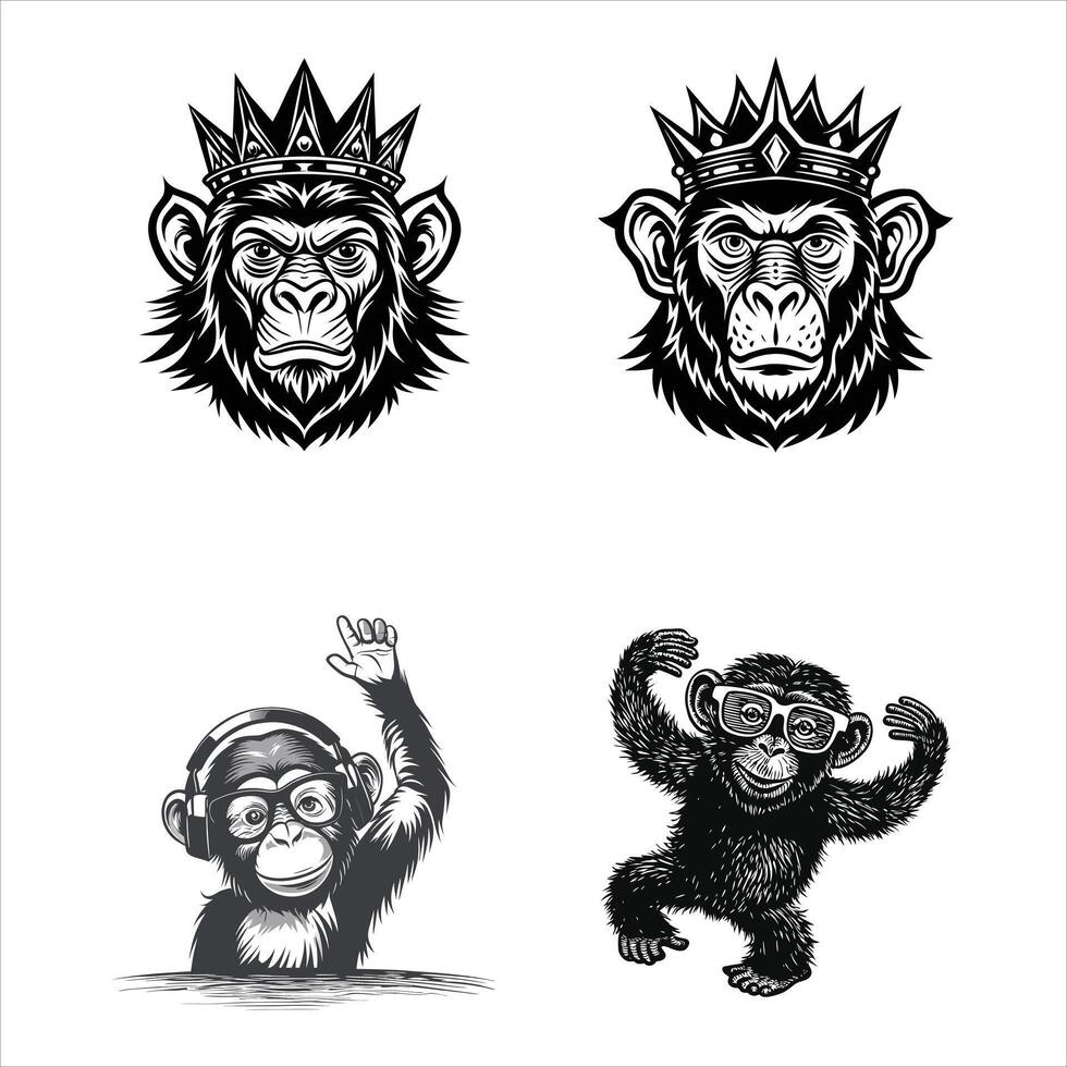 Silly Monkey with Big Smiles vector
