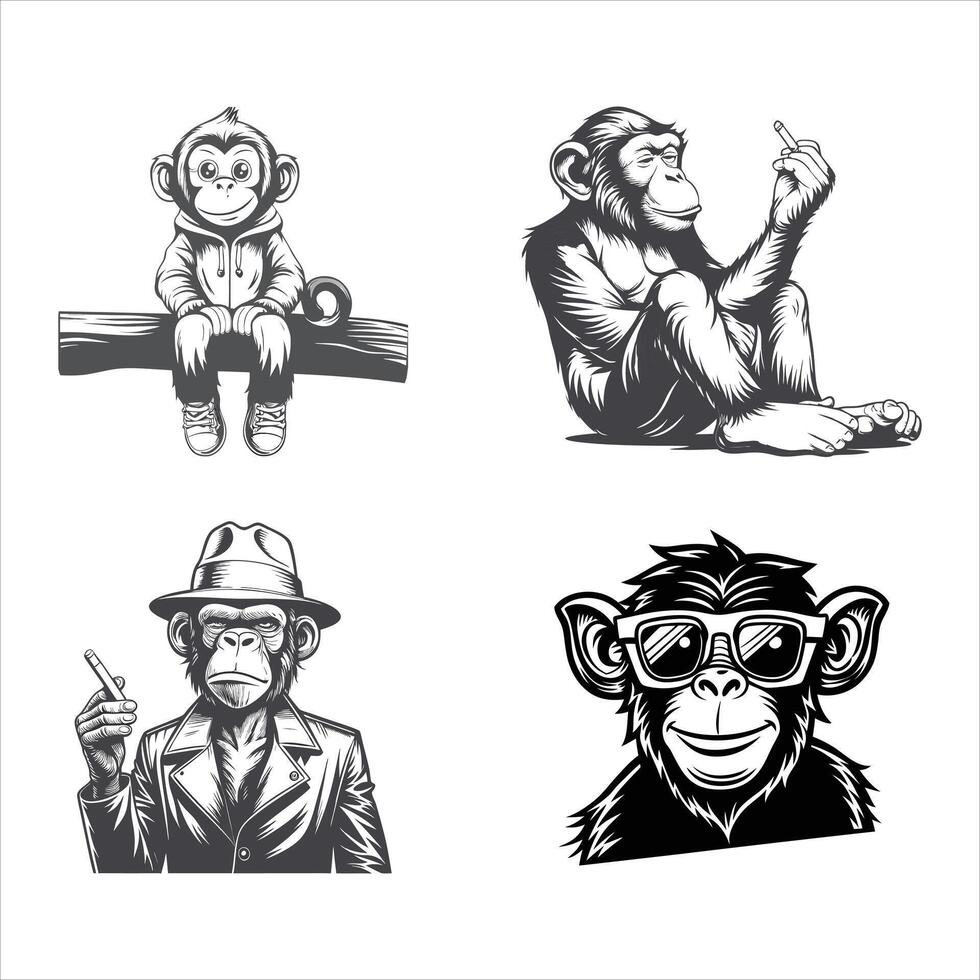 Energetic Monkey Leaping Around vector