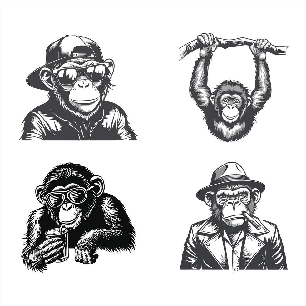 Little Monkey Hanging Out vector