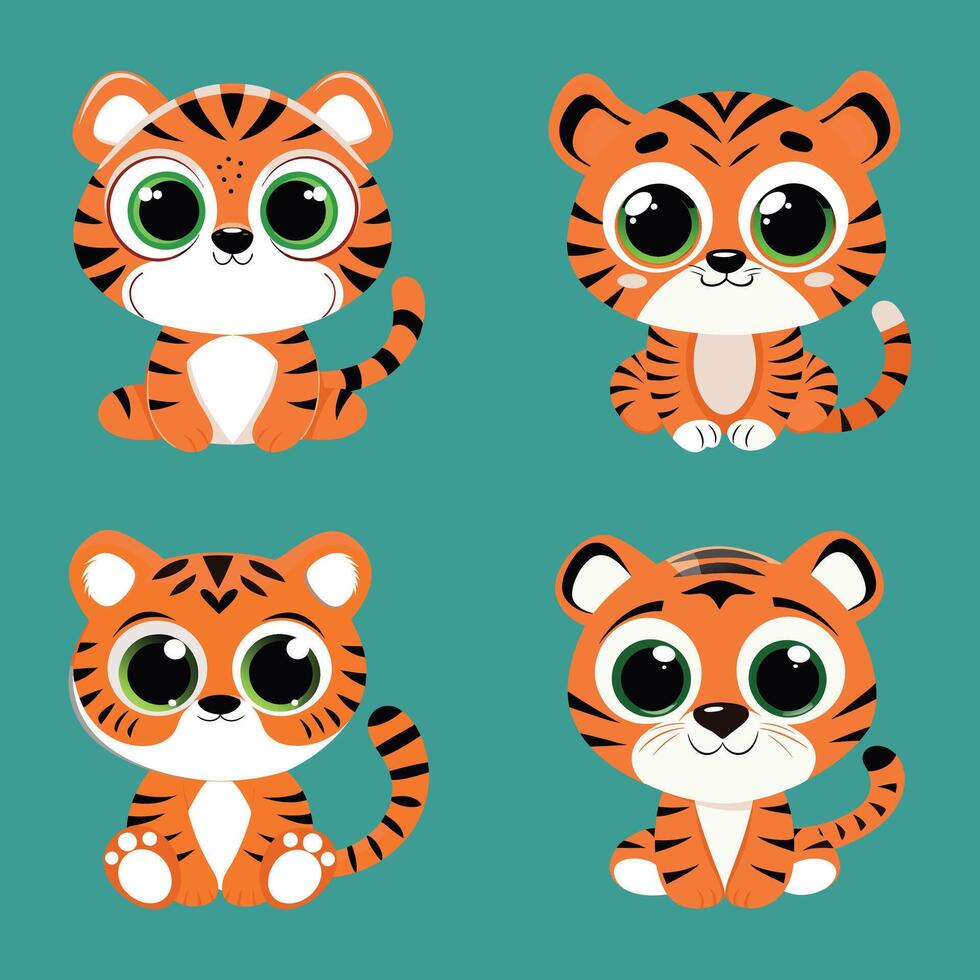 Cute tiger baby vector