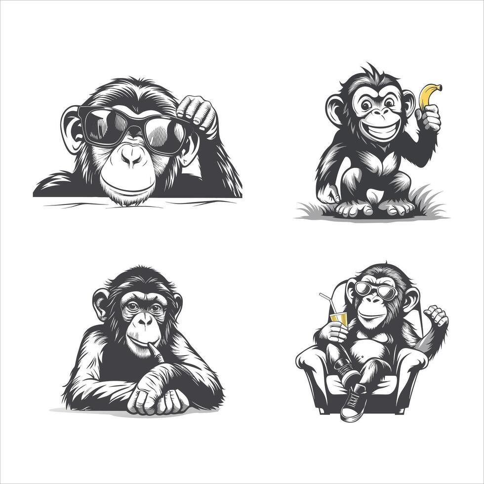 Fun Monkey with a Banana vector
