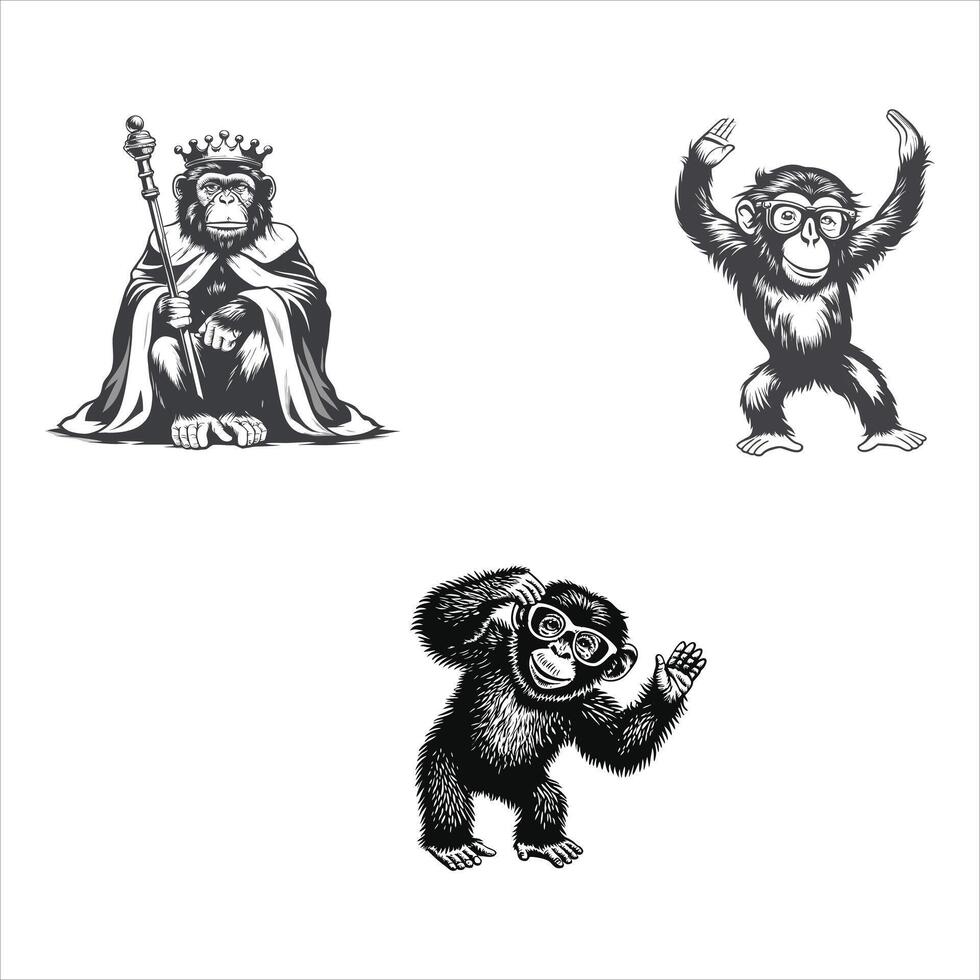 Happy Monkey Hanging on Vines vector