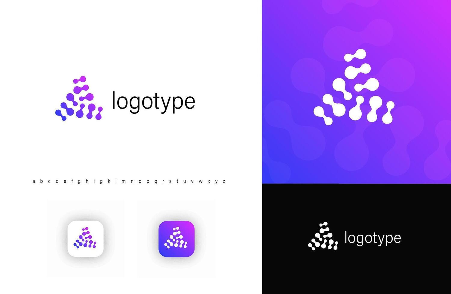 Abstract microorganism log, triangular fusion structure, symbolizing bacteria, viruses, microbiological research. Ideal for vaccine development, biotech, medical research. logo vector