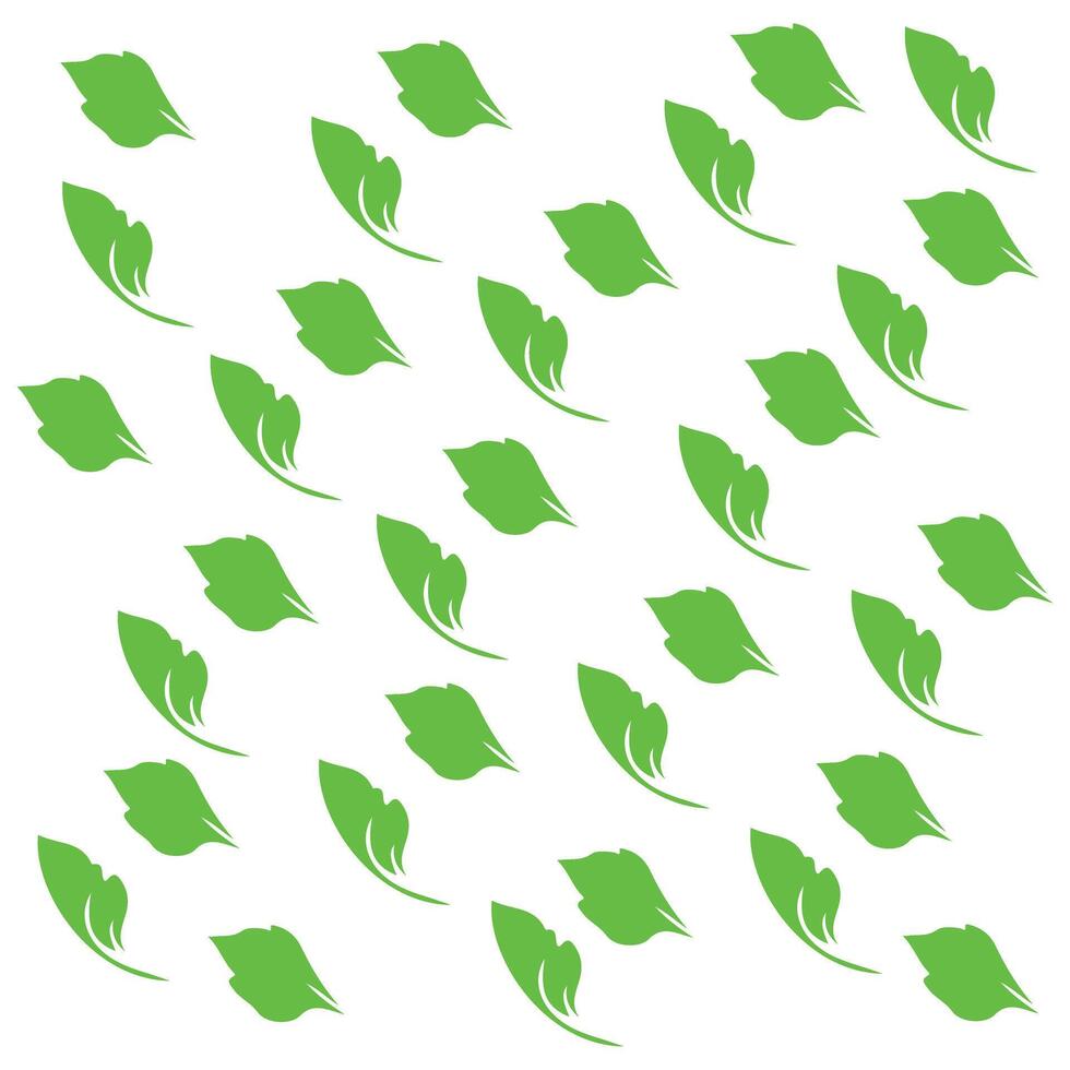 Scattered Green Leaf Pattern Unique Shapes Botanical Design Natural Elements Isolated White Background Decorative Use vector