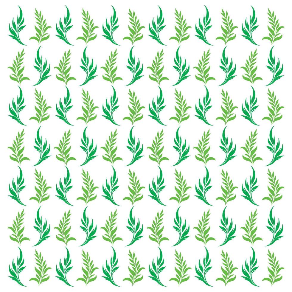 Detailed Green Leaves Pattern Two Shades Botanical Design Natural Elements Isolated White Background Decorative Use vector