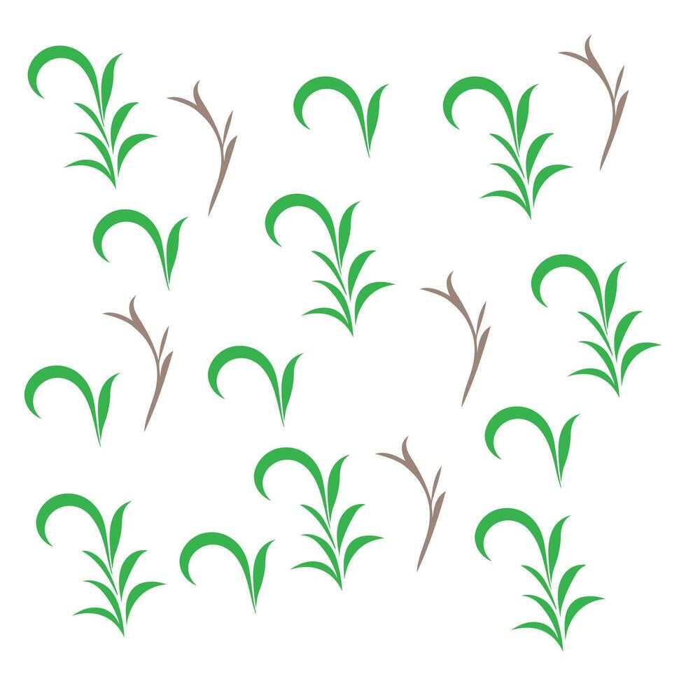 Green Stylized Branch Pattern with Brown Accents Botanical Design Natural Elements Isolated White Background Decorative Use vector
