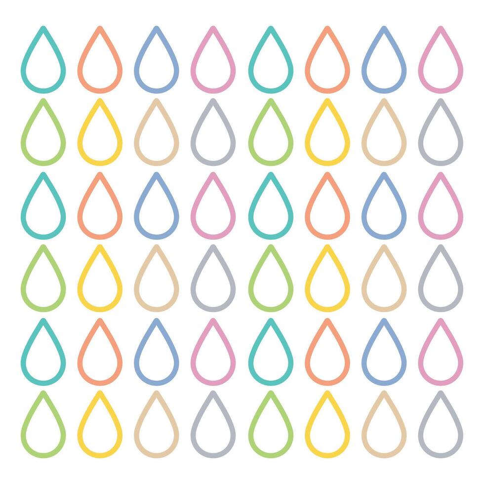 Outlined Colorful Raindrops Pattern Abstract Design with Varied Tones Isolated on White Background Decorative Use vector