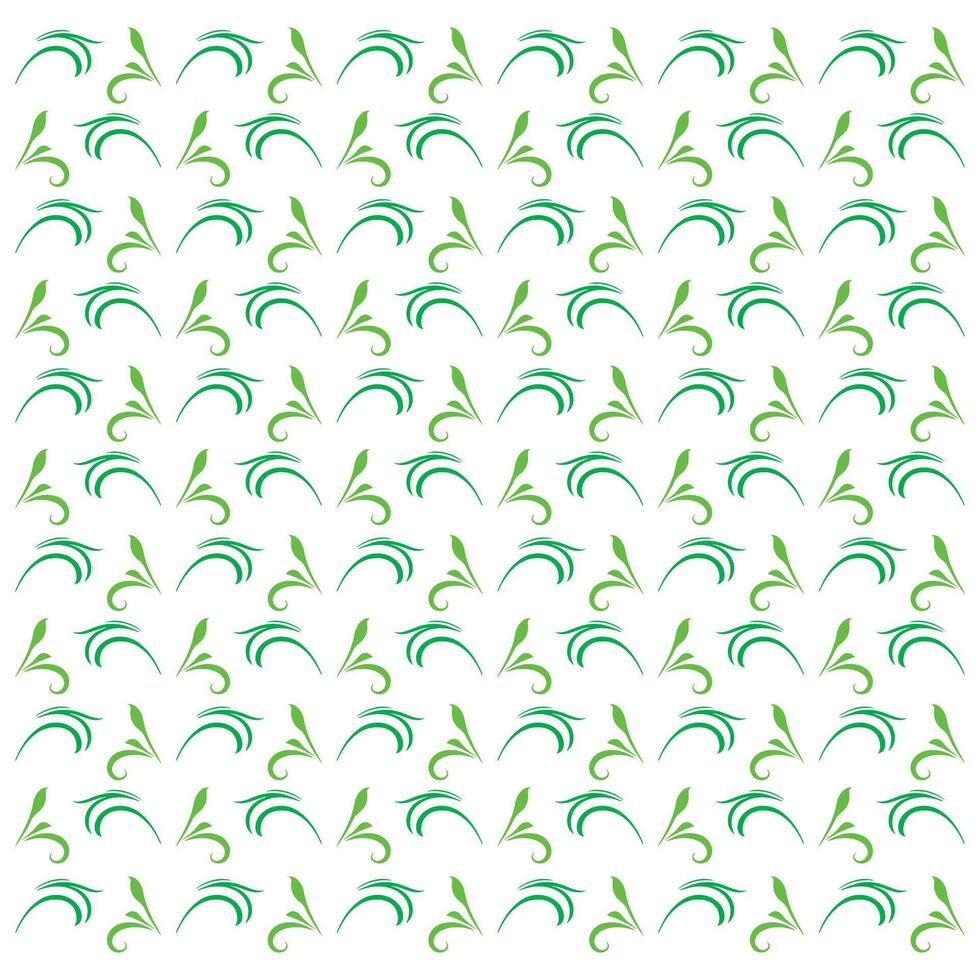 Green Stylized Branch Pattern Swirl Design Natural Elements Isolated White Background Decorative Use vector