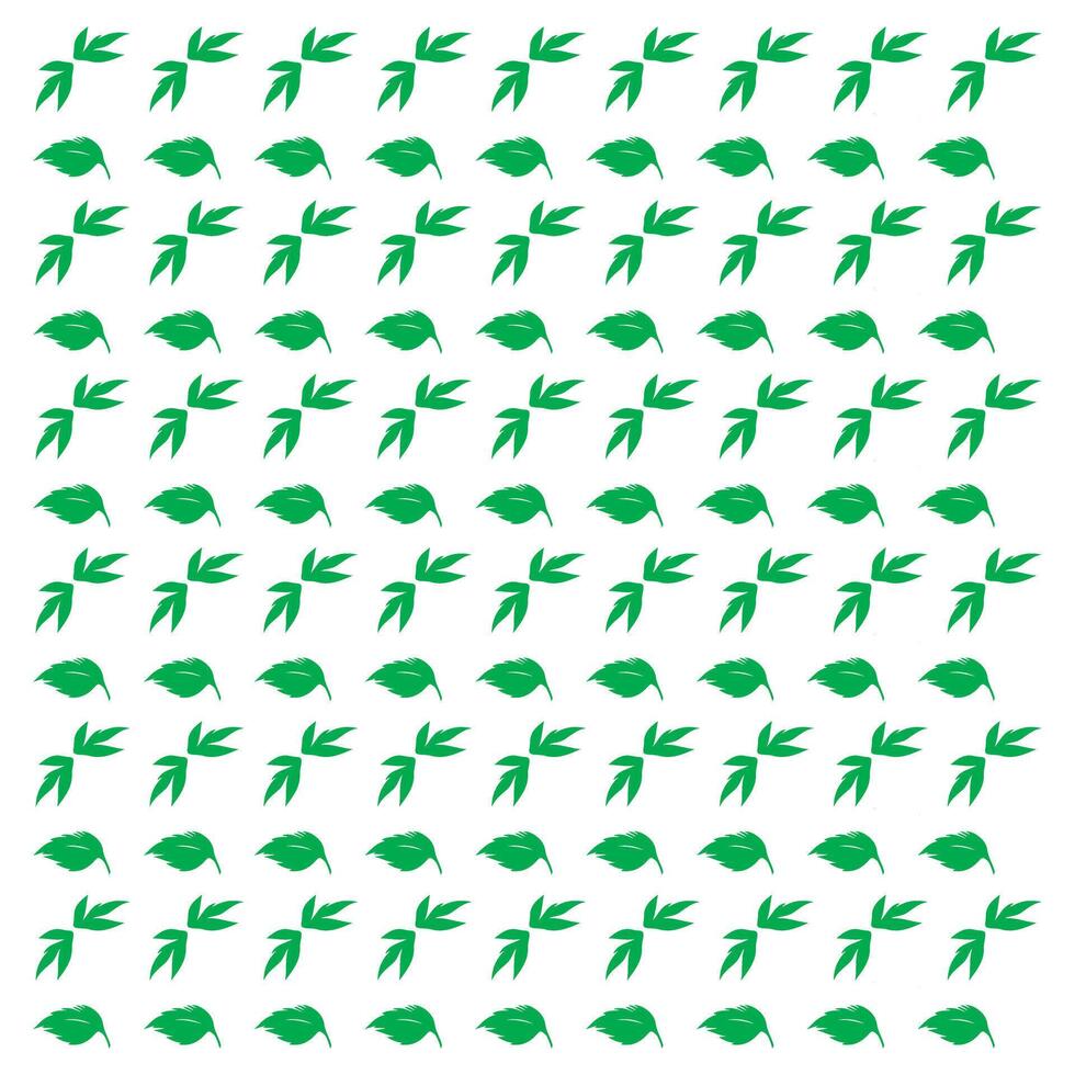 Green Leaves Pattern Two Leaf Shapes Botanical Design Natural Elements Isolated White Background Decorative Use vector