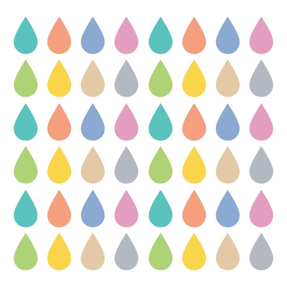 Solid Colorful Raindrops Pattern Abstract Design with Varied Tones Isolated on White Background Decorative Use vector