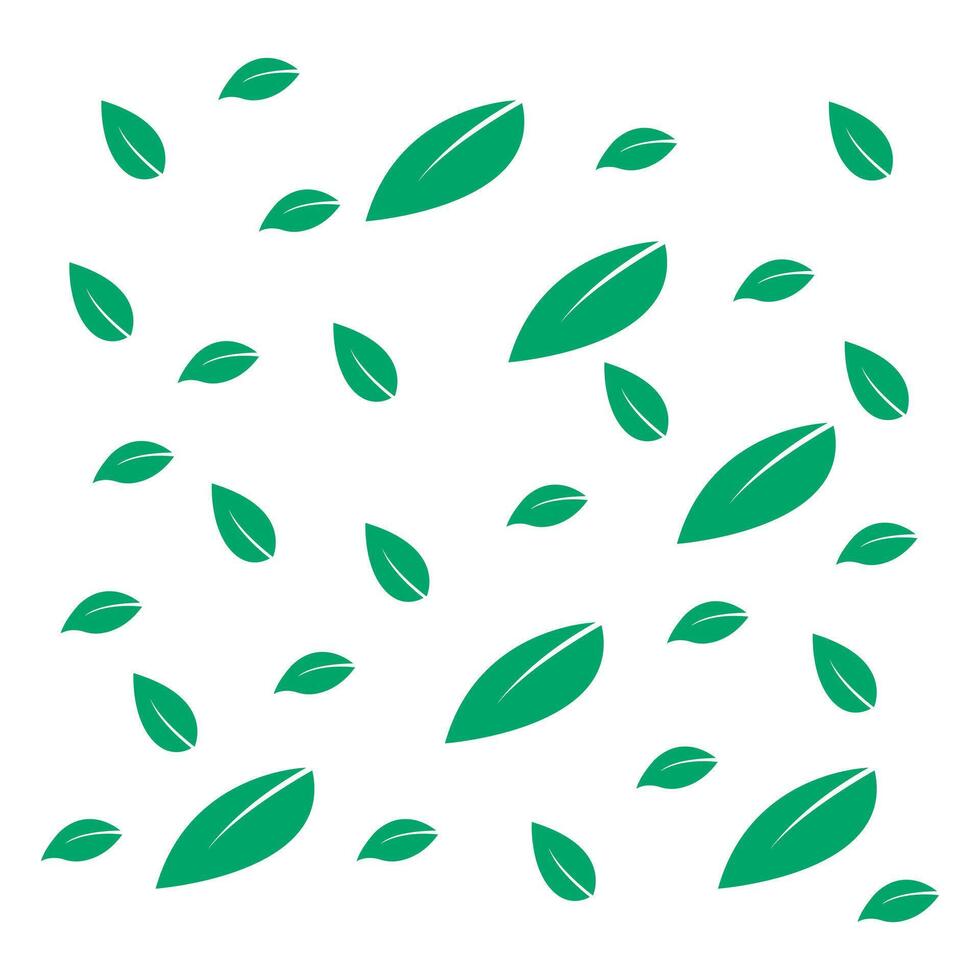 Scattered Green Leaves Design Botanical Elements Isolated White Background Natural Motif Decorative Use vector