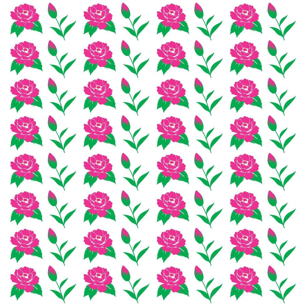 Pink Rose Pattern Botanical Design with Natural Elements Isolated on White Background for Decorative Use vector