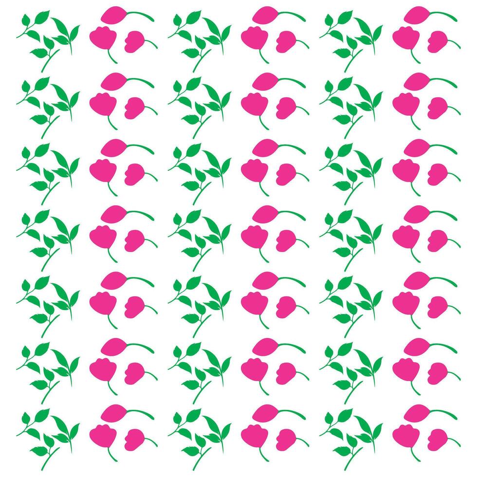 Pink Roses and Green Leaves Pattern Botanical Design with Natural Elements Isolated on White Background for Decorative Use vector