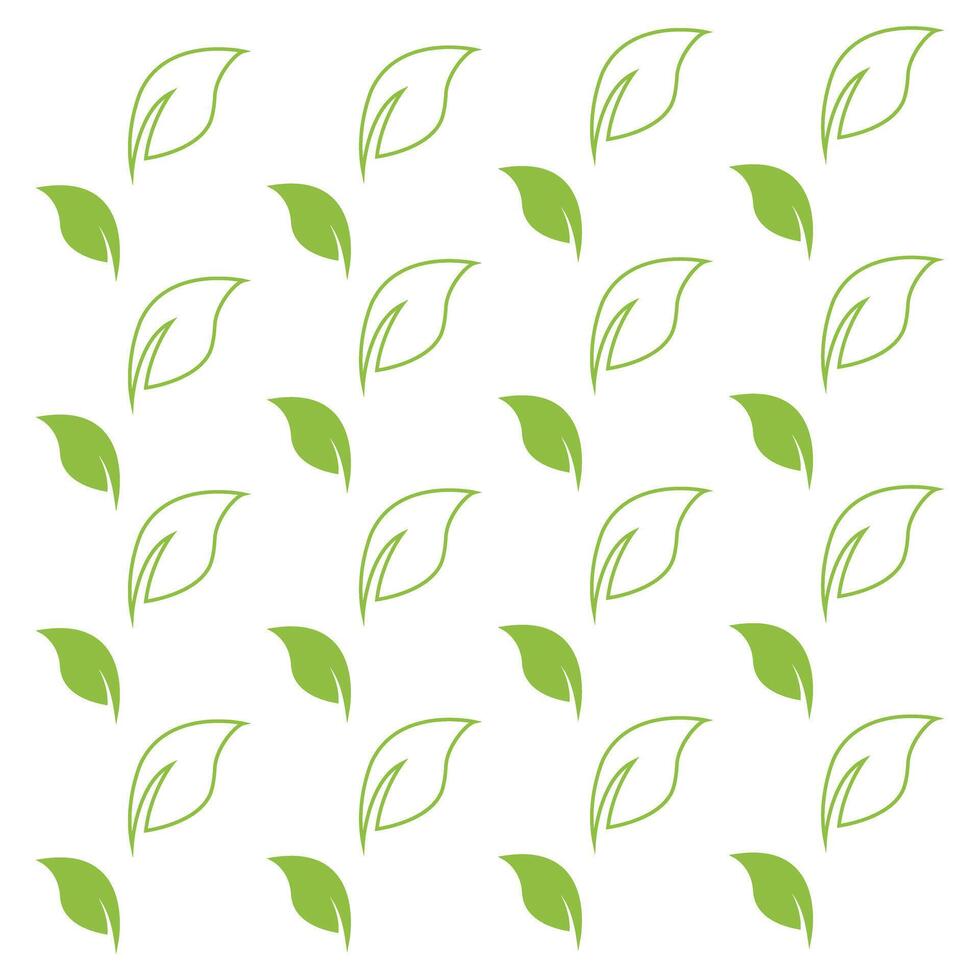 Leaf Outline and Solid Leaf Pattern Botanical Design Natural Elements Isolated White Background Decorative Use vector