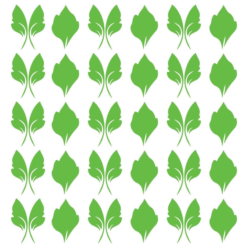 Green Leaves Pattern Unique Leaf Shapes Botanical Design Natural Elements Isolated White Background Decorative Use vector