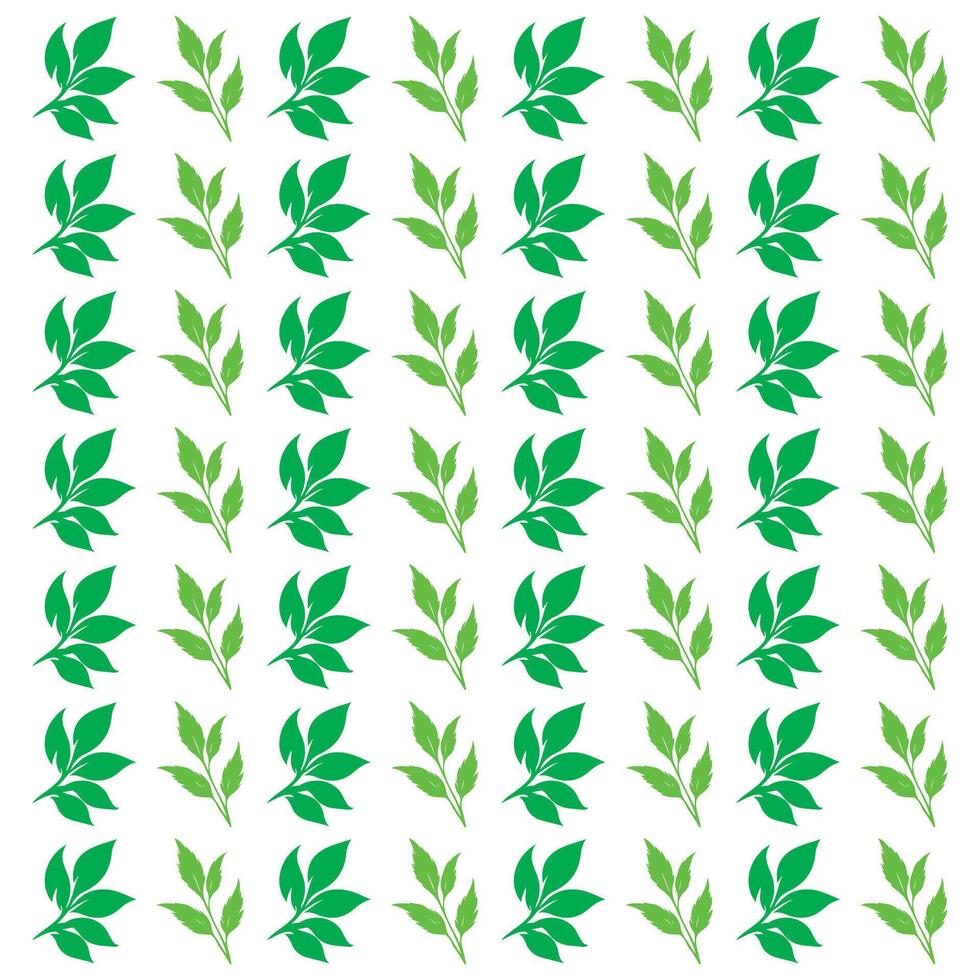 Green Leaves Pattern with Two Shades Botanical Design Natural Elements Isolated on White Background Decorative Use vector