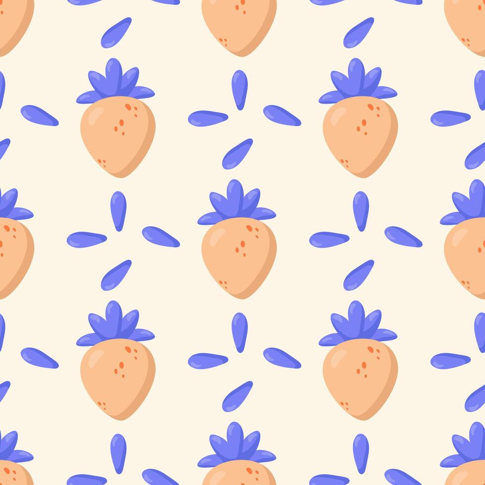 Seamless peach fruit pattern with blue leaves on a soft background. Perfect for textiles, packaging, wallpaper, and branding. Modern, elegant, and minimalistic design with fresh organic vibes vector