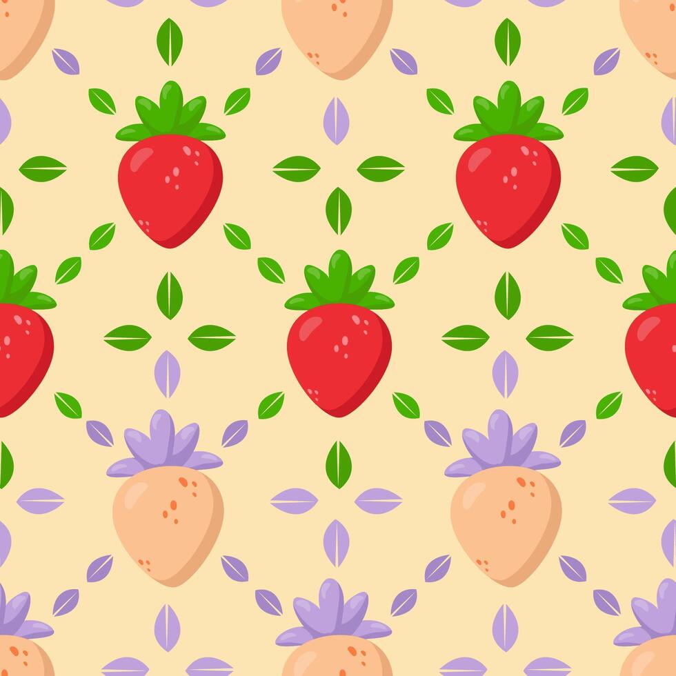 Seamless strawberry pattern vector