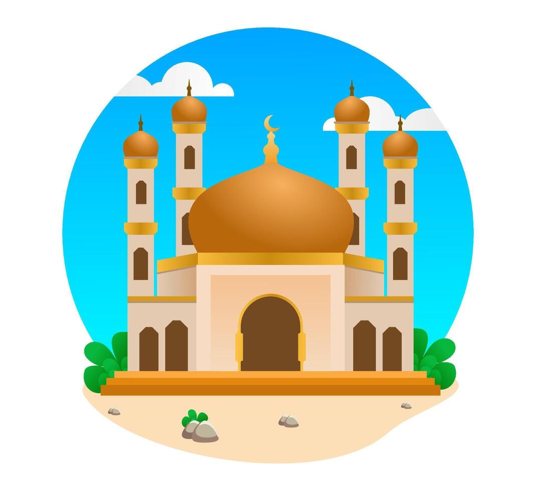 Mosque in flat design style isolated on white background vector