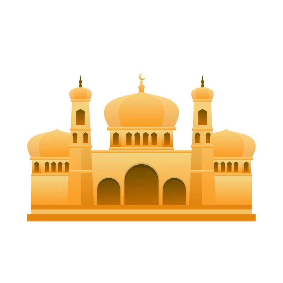 Flat design of Muslim mosque. Beautiful Islamic temple vector
