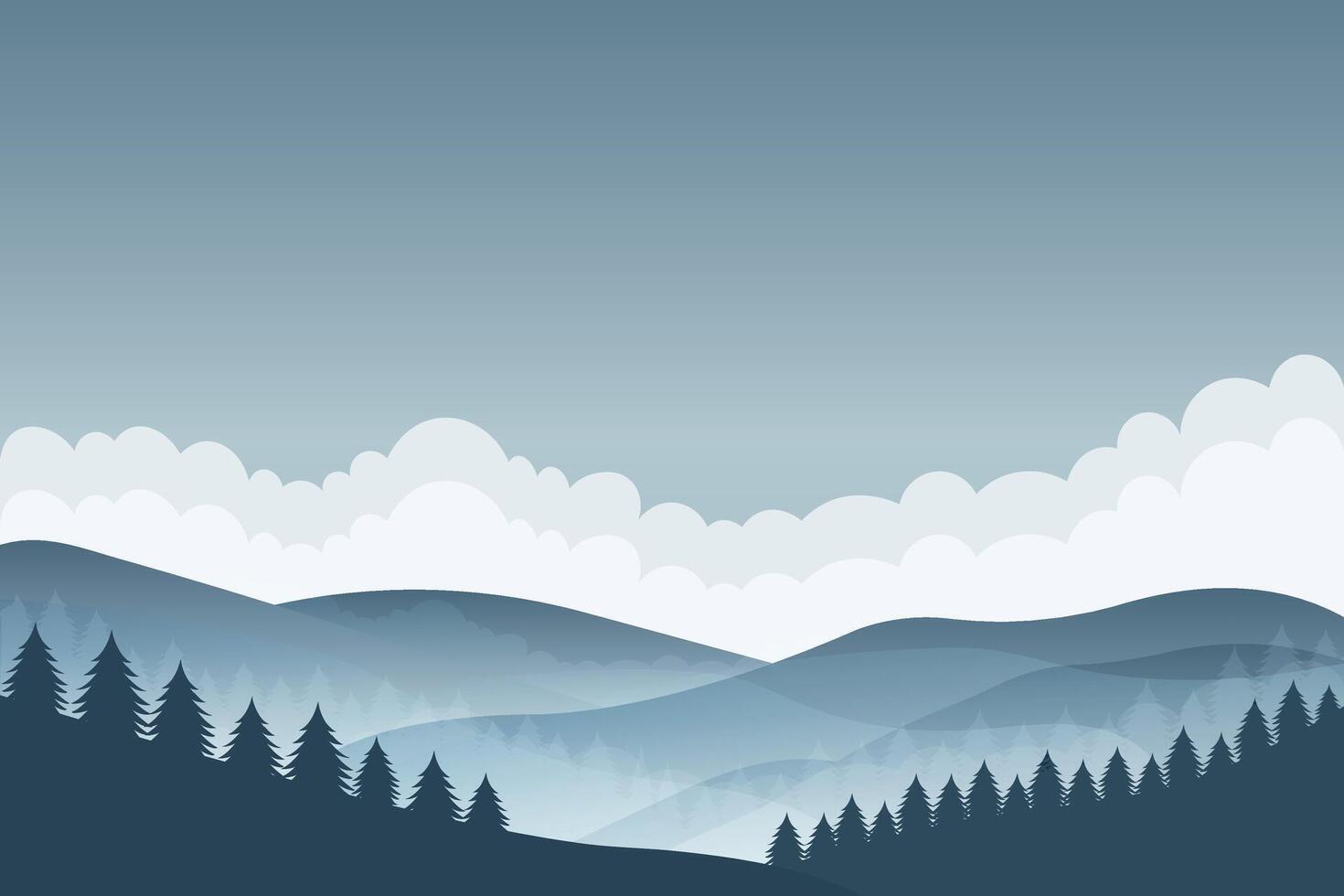 fog in mountains flat illustration. vector