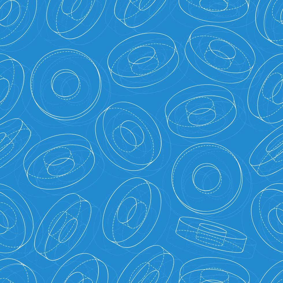 Seamless blueprint-style pattern showcasing industrial assembly systems and replaceable cutting inserts vector