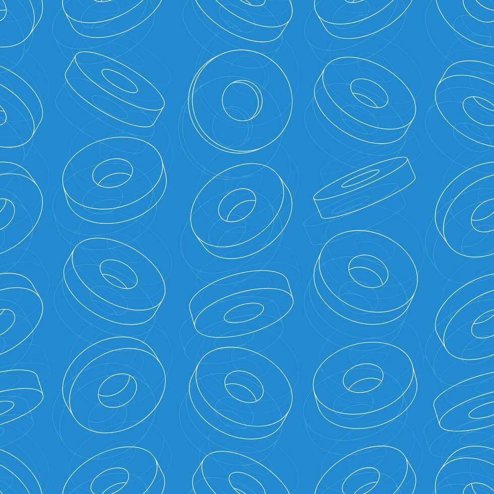 Industrial technical seamless pattern in blueprint style with multi-faceted cutters and CNC machine elements vector