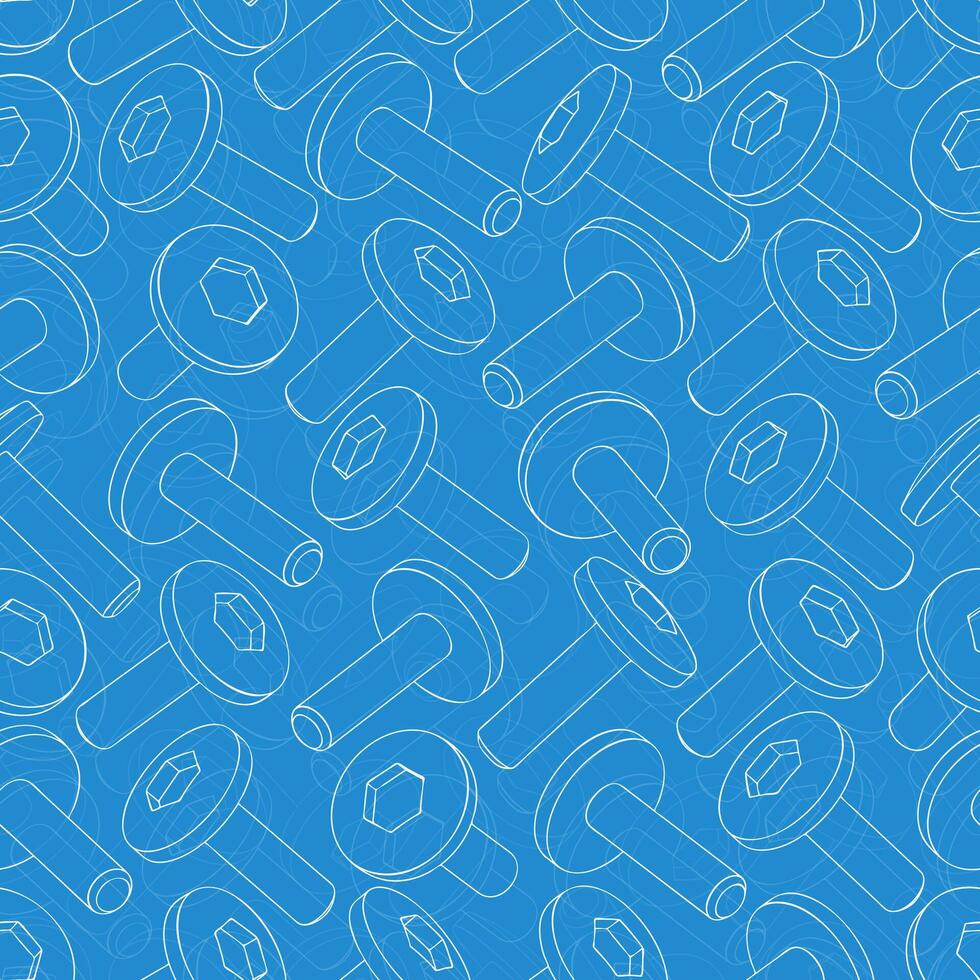 Engineering technical seamless pattern with precision tool holders replaceable inserts and machine part schematics vector