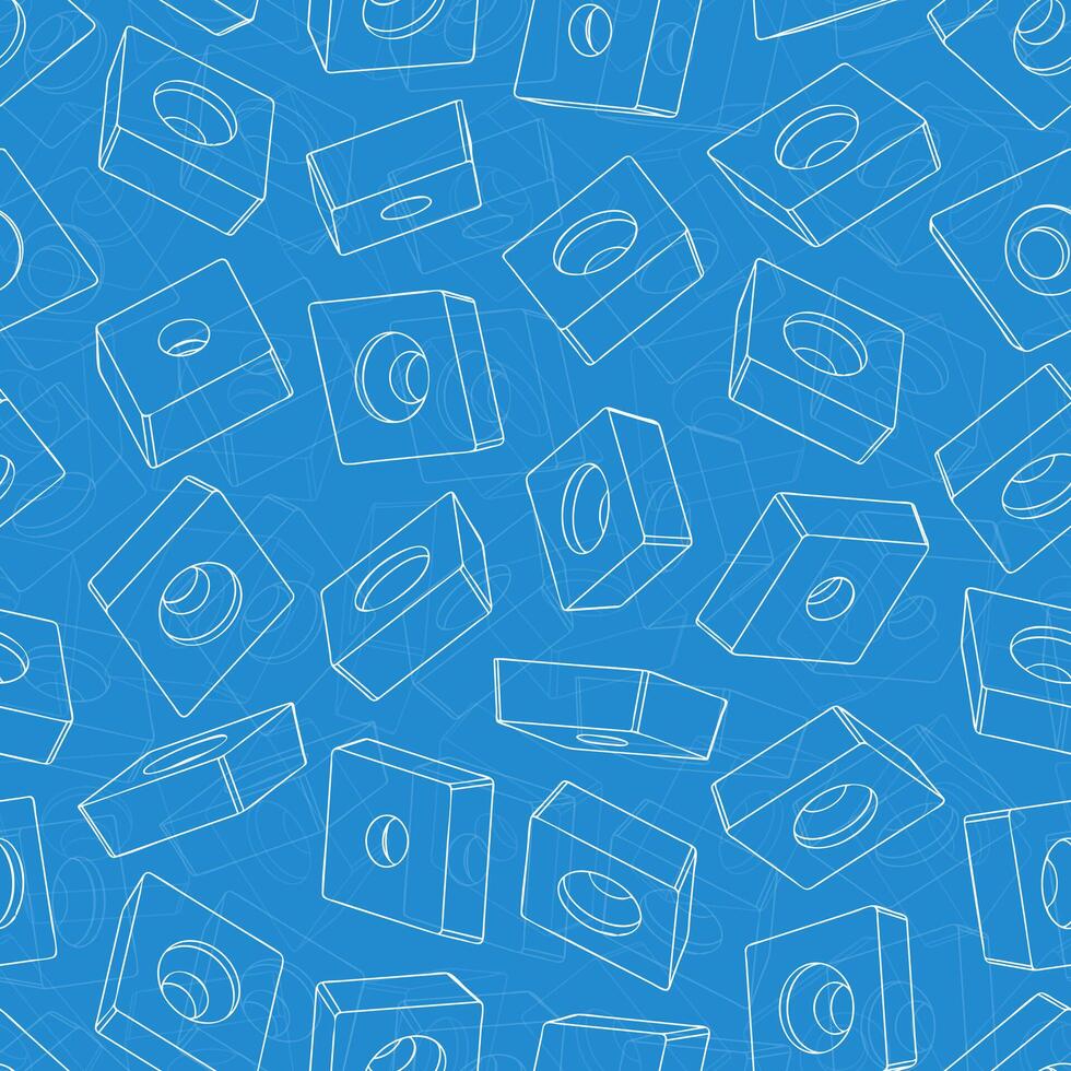 Highly detailed seamless pattern of engineering sketches depicting industrial cutting tools and machine components vector